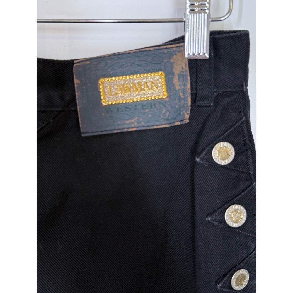 Vintage LAWMAN WESTERN Women's Black Denim Jeans Slim Fit High Rise 13 Bareback‎ - Picture 6 of 9